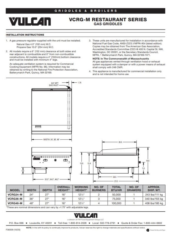 VCRG-M MANUAL RESTAURANT SERIES GAS GRIDDLES - Image 3