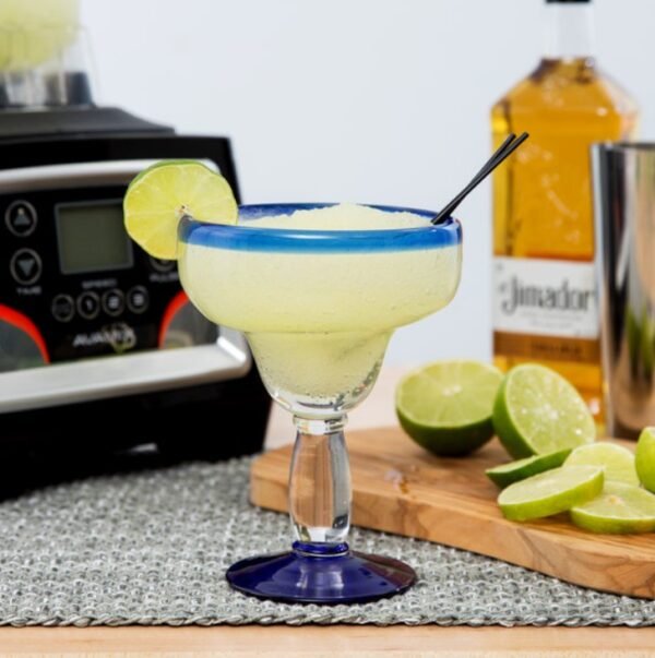 Libbey 92315 Aruba 16 oz. Margarita Glass with Cobalt Blue Rim and Base