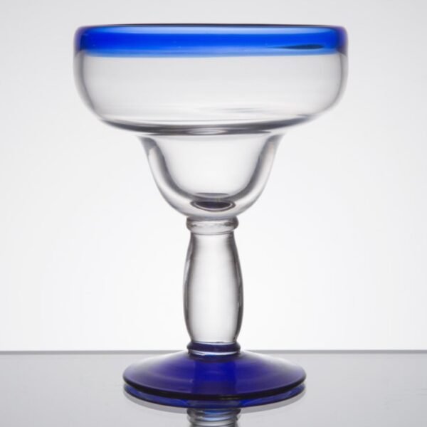 Libbey 92315 Aruba 16 oz. Margarita Glass with Cobalt Blue Rim and Base - Image 2