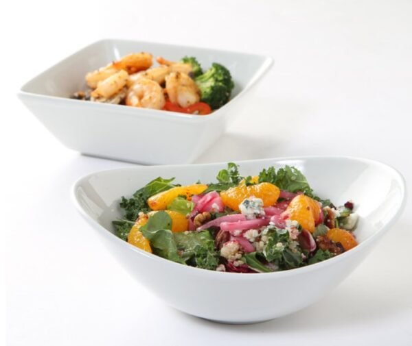 Tuxton GSP-531 TuxTrendz Santorini 25 oz. Bright White Square China Bowl - 12/Case - Image 3