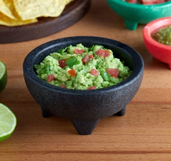 4 OZ PLASTIC MOLCAJETE SALSA BOWL, BLACK