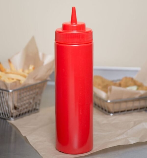 24 OZ WIDE-MOUTH SQUEEZE BOTTLE, RED (6PK)
