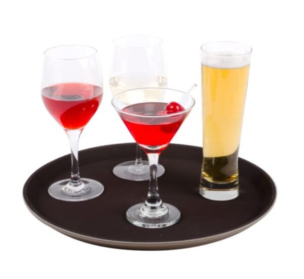 14" ROUND TRAY, BROWN, FIBERGLASS