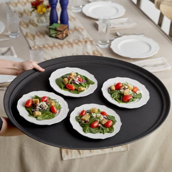 22" X 27" OVAL TRAY, BLACK, FIBERGLASS